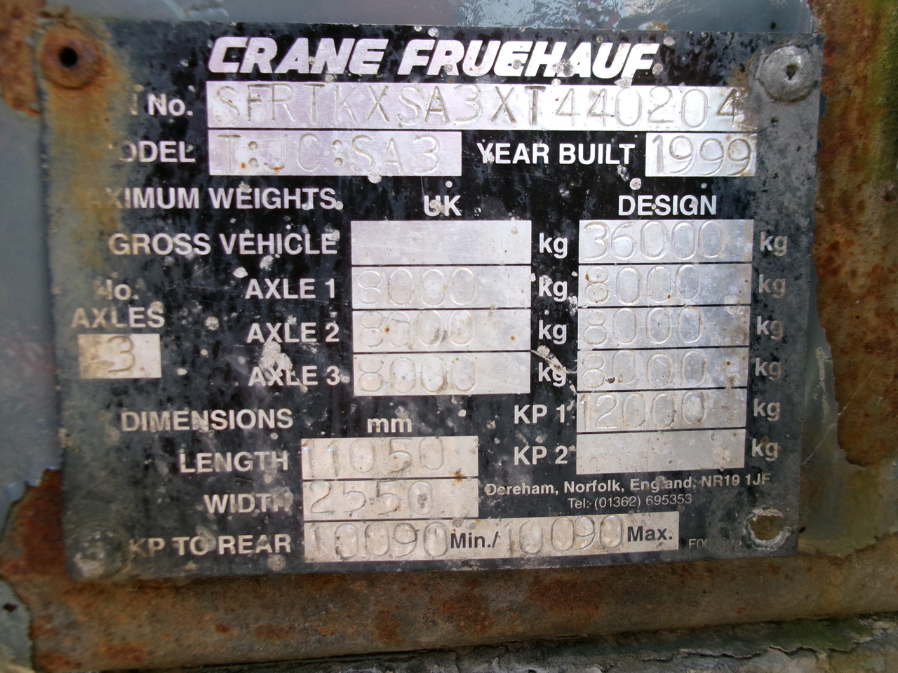 סמיטריילר מכל עבור הובלה של כימיקלים Crane Fruehauf Chemical tank inox 37.5 m3 / 1 comp + pump: תמונה 31