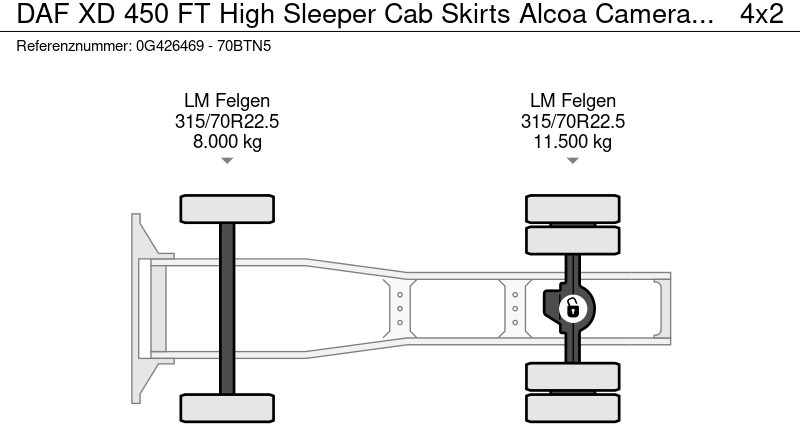 יחידת טרקטור DAF XD 450 FT High Sleeper Cab Skirts Alcoa Camera PTO prep DEMO: תמונה 7