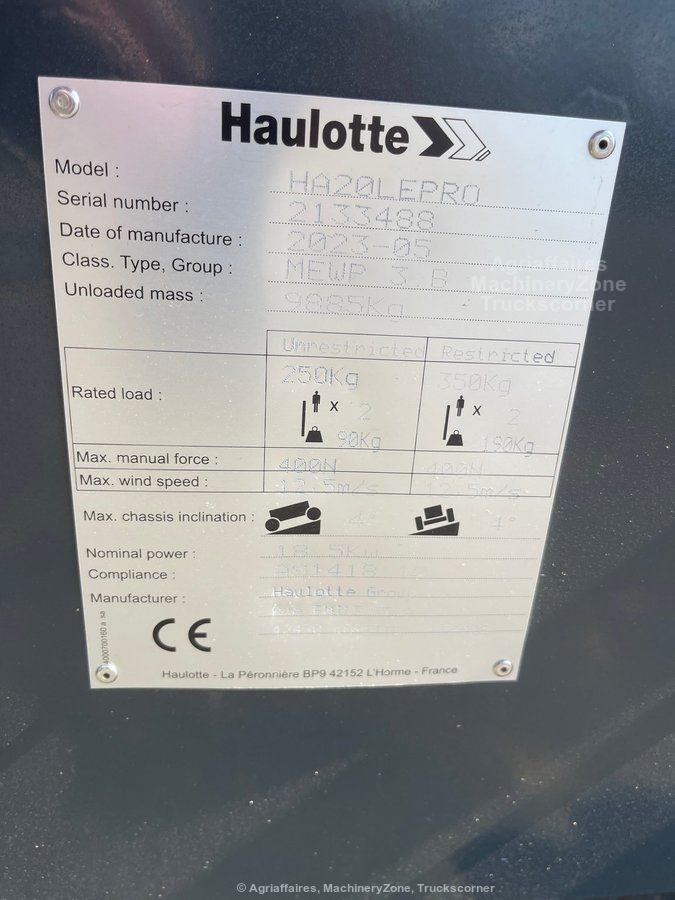 הַחכָּרָה Haulotte HA20LE Pro Haulotte HA20LE Pro: תמונה 9