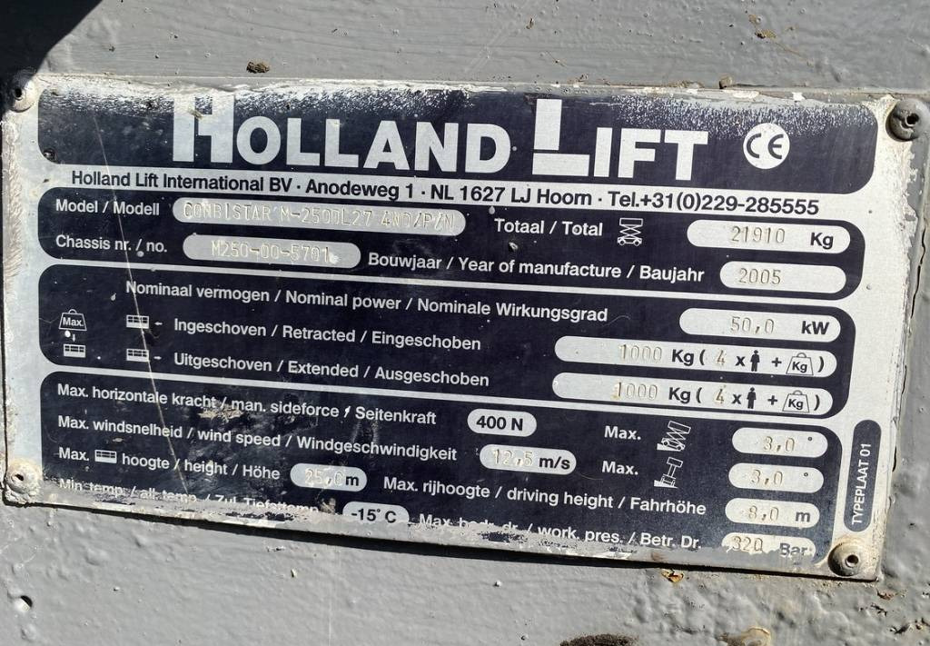 מעלית מספריים Holland Lift M-250DL27 Diesel 4x4 Scissor M250DL27 Lift 2720cm: תמונה 10