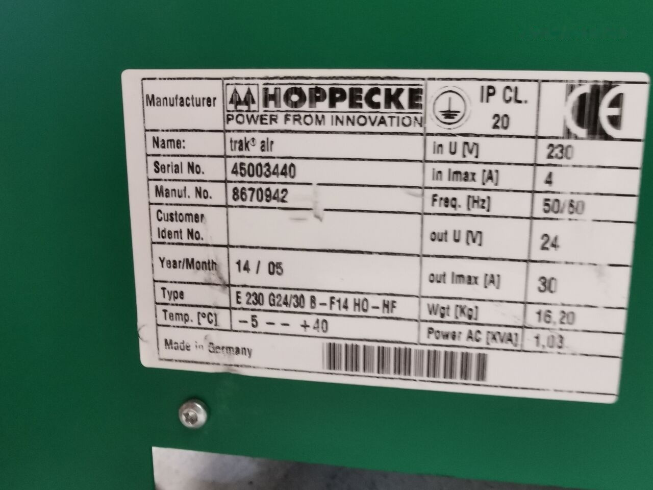 מצבר עבור מלגזה Hoppecke E230 G24/30  for Hoppecke E 230 G24/30 B- F14 electric forklift: תמונה 3