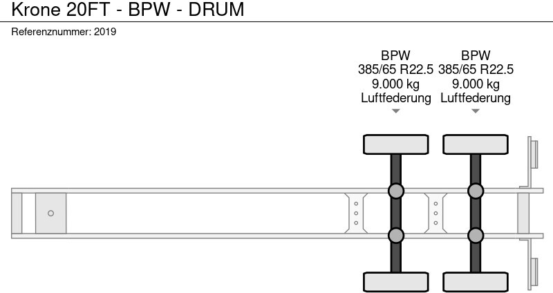 סמיטריילר מוביל מכולות/ החלפת גוף Krone 20FT - BPW - DRUM: תמונה 14
