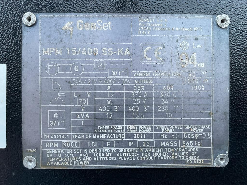 ערכת גנרטורים Kubota GenSet MPM 15/400 SS-KA 15 kVA 400 Amp Silent Las generatorset: תמונה 10