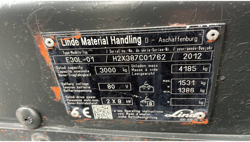 מלגזה חשמלית Linde E30L: תמונה 2