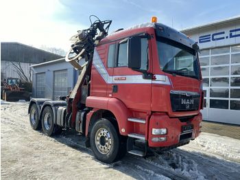 קרון נגרר ליערות, משאית מנוף MAN 33.480 6x4 Euro 5 Holztransporter Kran + Säge: תמונה 1