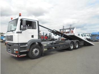 משאית צד נופל/ שטוחה עבור הובלה של מכונות כבדות MAN TGA 28.350: תמונה 1