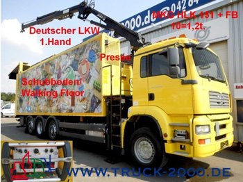 משאית צד נופל/ שטוחה MAN TGA 32.390 Schubboden57m³*Kran10m1,2t*MüllPresse: תמונה 1