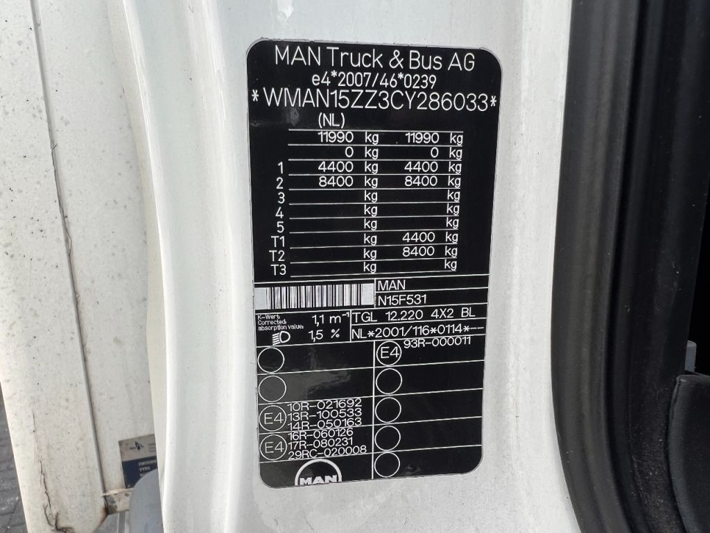 משאית תיבה MAN TGL 12.220 4X2 EURO 5 - 12 TONS + DHOLLANDIA: תמונה 12