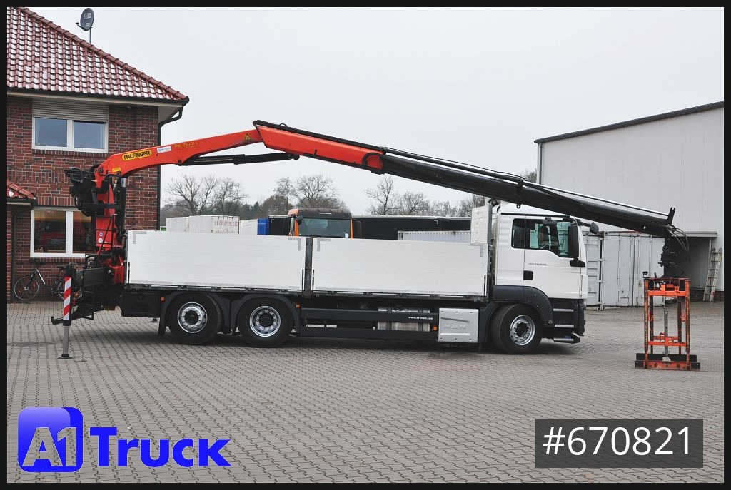 משאית צד נופל/ שטוחה, משאית מנוף MAN TGS 26.440,  Kran PK21000-3L Lenkachse,: תמונה 8