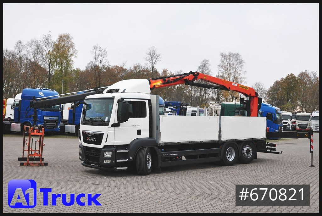משאית צד נופל/ שטוחה, משאית מנוף MAN TGS 26.440,  Kran PK21000-3L Lenkachse,: תמונה 13