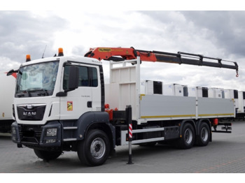 משאית צד נופל/ שטוחה, משאית מנוף MAN TGS 33.360 Flatbed + crane PALFINGER PK 20001 6x4: תמונה 1