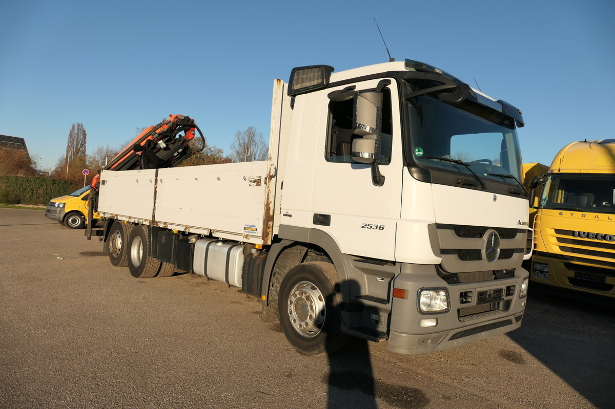 משאית צד נופל/ שטוחה, משאית מנוף MERCEDES-BENZ ACTROS 2536 L Palfinger Kran PK 22002 19,5 m Len: תמונה 3