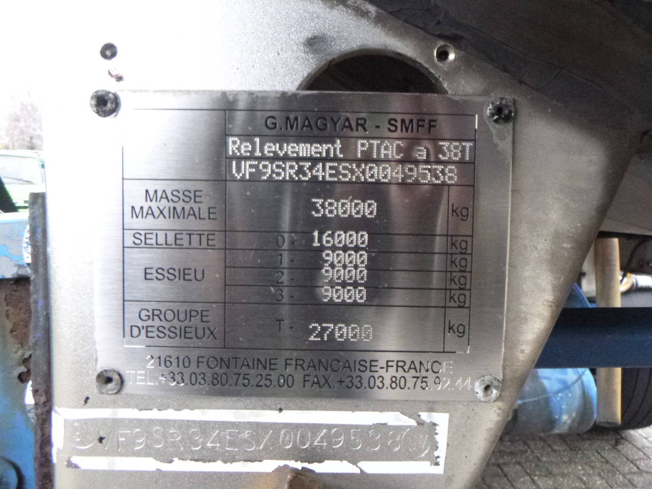 סמיטריילר מכל עבור הובלה של כימיקלים Magyar Sulphur tank inox LGBV 16 m3 / 1 comp ADR 30-05-2024: תמונה 13