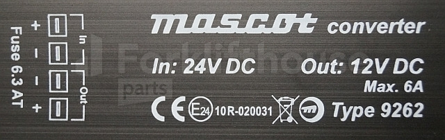 מערכת חשמל עבור ציוד לטיפול בחומרים Mascot 9262 Converter type 9262  24v DC in 12v DC out max 6A: תמונה 3