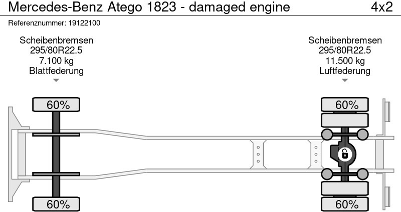 משאית וילונות צד Mercedes-Benz Atego 1823 - damaged engine: תמונה 10