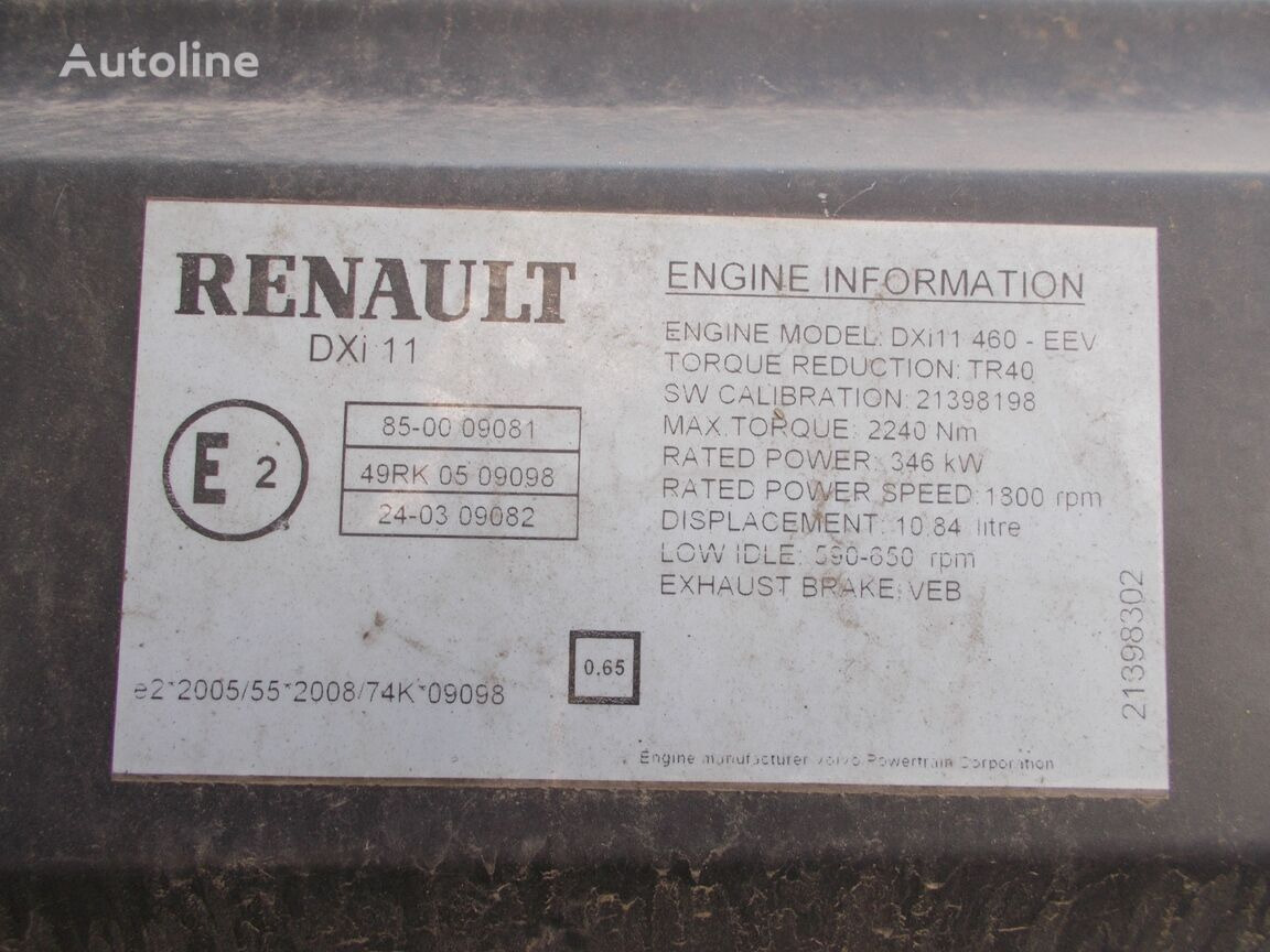 מנוע עבור משאית Renault DXI 11 460 LIFTING COMPLETE , EURO 5   Renault PREMIUM: תמונה 3