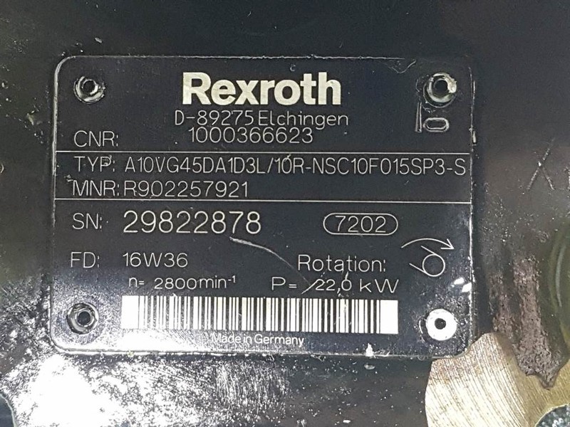 חלקי הידרוליקה עבור מכונת בנייה Rexroth A10VG45DA1D3L/10R-R902257921-Drive pump/Fahrpumpe: תמונה 7