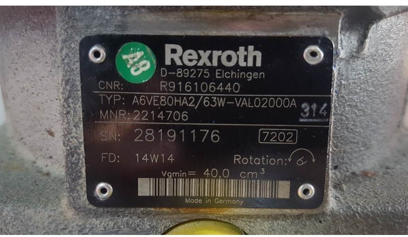 חלקי הידרוליקה Rexroth A6VE80HA2/63W - Drive motor/Fahrmotor/Rijmotor: תמונה 4