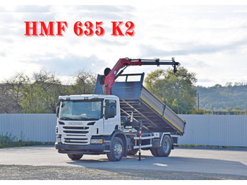 משאית מנוף Scania P 250* Kipper 4,75m * HMF 635 K2 * TOPZUSTAND: תמונה 1