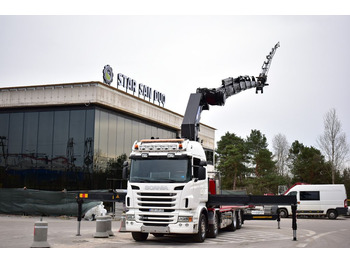 משאית מנוף, משאית צד נופל/ שטוחה Scania R 440 8x2 HMF 8520 CRANE 35 METERS !!! KRAN: תמונה 3