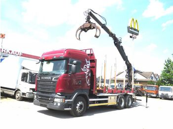קרון נגרר ליערות, משאית Scania R 560 6x4 Holztransporter Kurzholz Greifer+Säge: תמונה 1