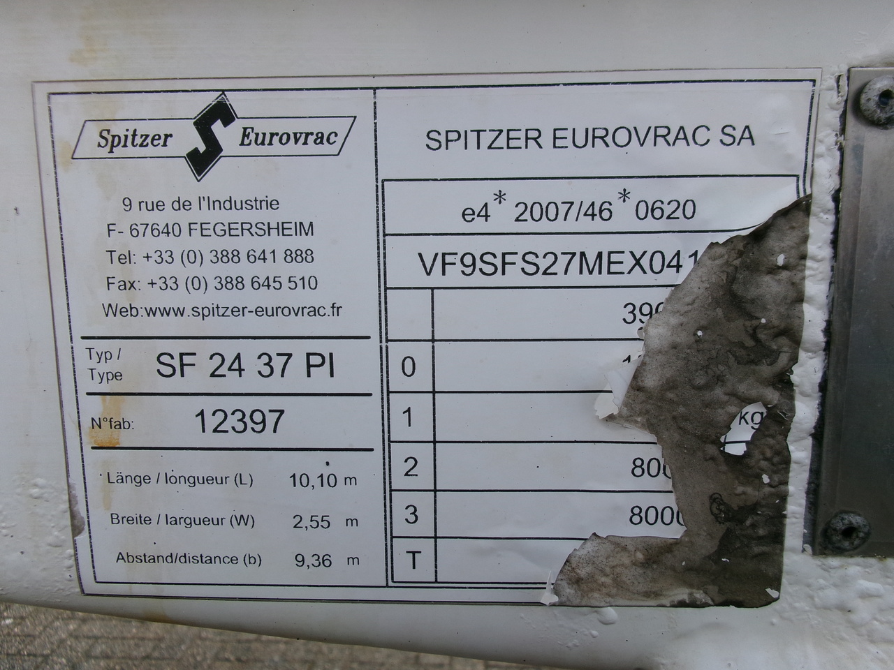 סמיטריילר מכל עבור הובלה של קמח Spitzer Powder tank alu 37 m3 / 1 comp: תמונה 12