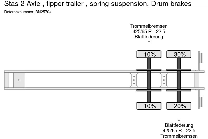 סמיטריילר עם מזהיר Stas 2 Axle , tipper trailer , spring suspension, Drum brakes: תמונה 14
