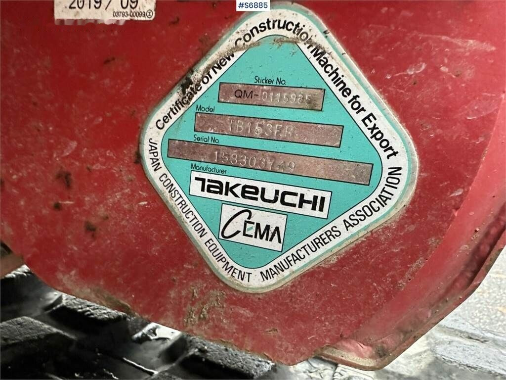 הַחכָּרָה Takeuchi TB153FR, Excavator With Rotary tilt and tools Takeuchi TB153FR, Excavator With Rotary tilt and tools: תמונה 12