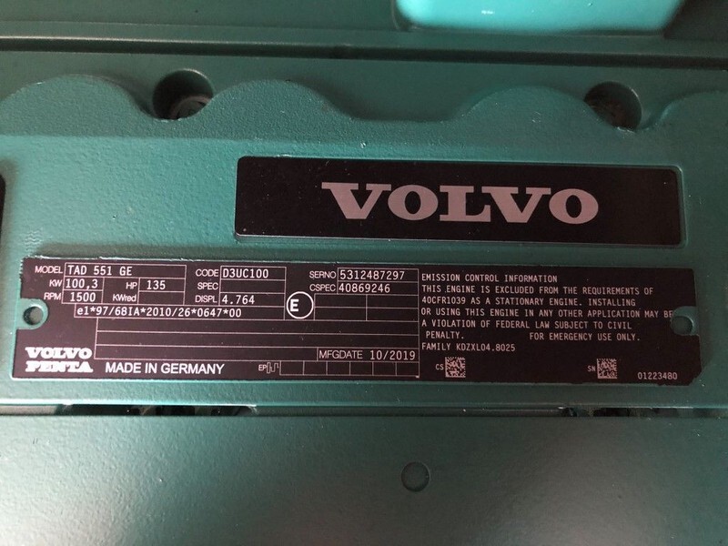 חָדָשׁ ערכת גנרטורים Volvo 110 kVA Supersilent generatorset: תמונה 4