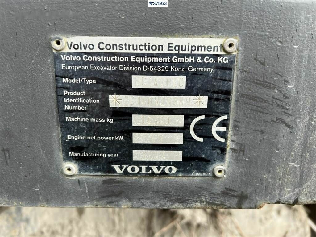 מחפר סורק Volvo EC140 BLC: תמונה 50