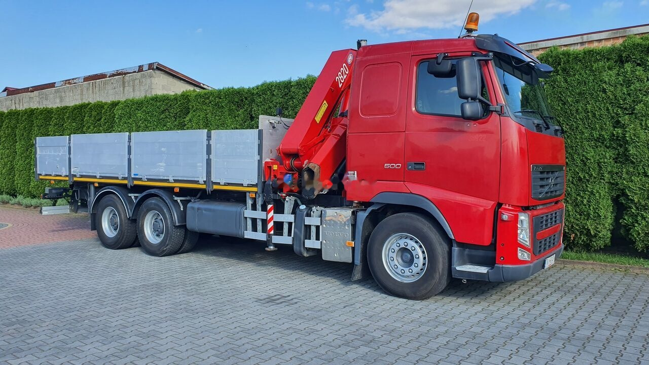משאית צד נופל/ שטוחה, משאית מנוף Volvo FH 500 Flatbed + crane HMF 2820 6x4: תמונה 11
