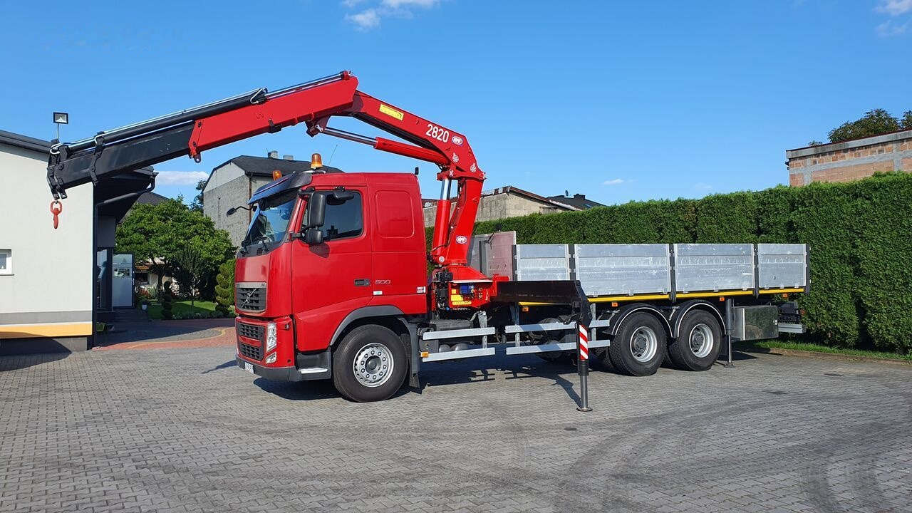 משאית צד נופל/ שטוחה, משאית מנוף Volvo FH 500 Flatbed + crane HMF 2820 6x4: תמונה 9