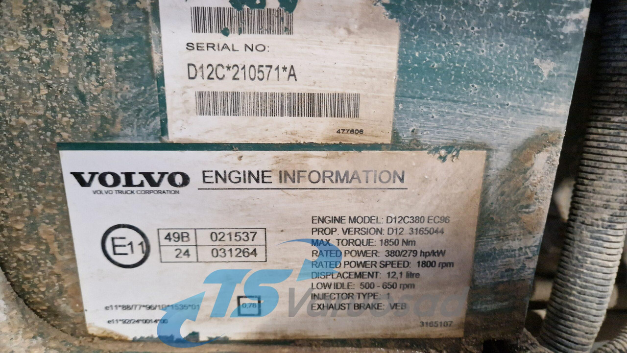 מנוע עבור משאית Volvo mootor D12C380 D12C380: תמונה 2