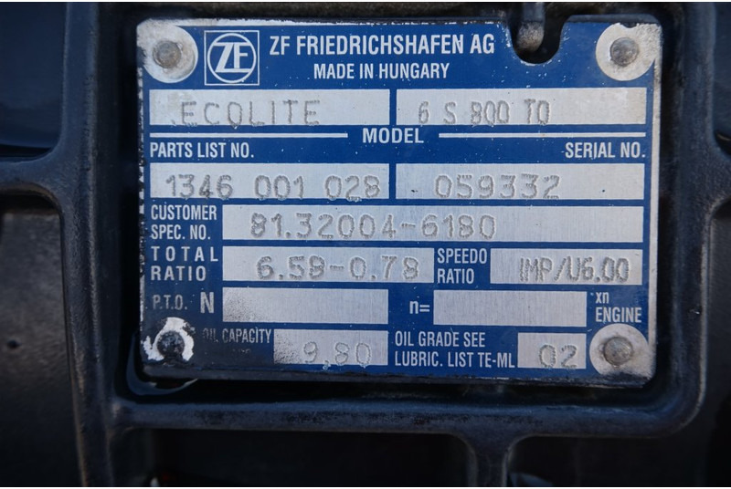 תיבת הילוכים עבור משאית ZF 6S800OD TGL: תמונה 5