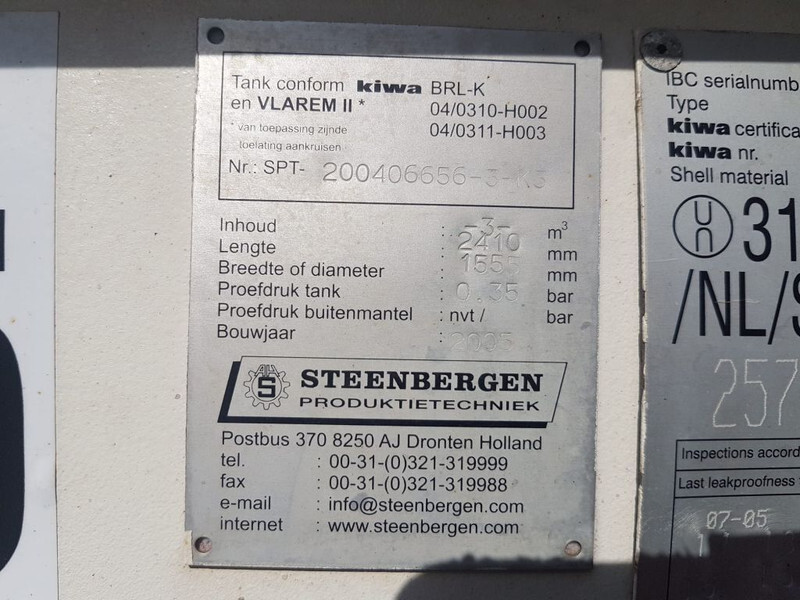מכל אחסון dieseltank Steenbergen 3000 liter Kiwa IBC Dieseltank: תמונה 7