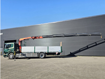 משאית צד נופל/ שטוחה, משאית מנוף Scania P320 4x2 / PALFINGER 14TM / CRANE/KRAN/GRUE: תמונה 3