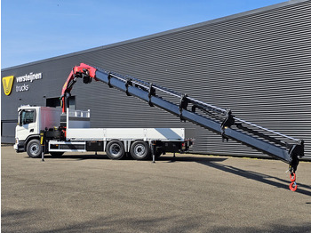 משאית צד נופל/ שטוחה, משאית מנוף Scania P410 6x2*4 / PALFINGER 35 tm CRANE + WINCH: תמונה 4