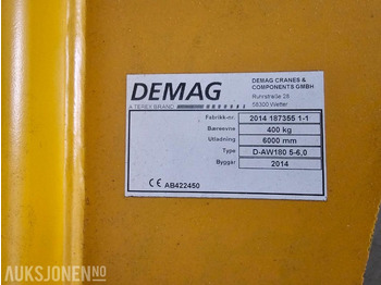 עגורן 2014 Demag D-AW180 5-6,0 Svingkran med kjettingtalje – 400 kg / 6 meter: תמונה 3