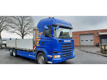 משאית צד נופל/ שטוחה, משאית מנוף Scania G440 Pritsche 6x2 Kran am Heck vor: תמונה 2