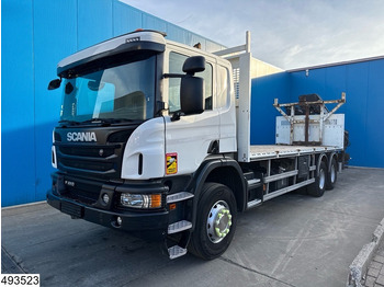 משאית צד נופל/ שטוחה, משאית מנוף Scania P 410 6x4, EURO 6, Hiab, Remote, Retarder: תמונה 3
