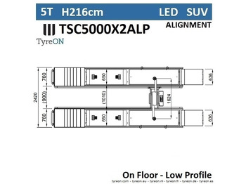 ציוד לסדנאות TSC5000X2A LP wheel alignment lift - On floor - Free wheel lifting system - 5.2 m lightened runways (76 cm wide) - Low profile - 5T: תמונה 4