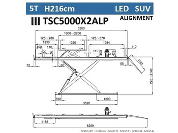 ציוד לסדנאות TSC5000X2A LP wheel alignment lift - On floor - Free wheel lifting system - 5.2 m lightened runways (76 cm wide) - Low profile - 5T: תמונה 3