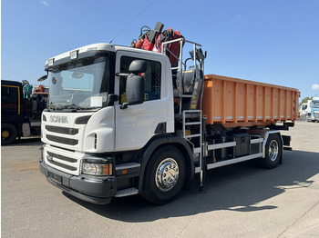 מזהיר, משאית מנוף Scania P 320 HMF 12 Tonmeter Z-kraan + Kipper 11m³: תמונה 3