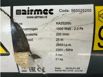 חָדָשׁ מדחס אוויר Airmec KA25200 C 2 PK 200 L / min 8 Bar Elektrische Zuigercompressor: תמונה 4