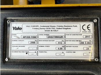משאית משטחים Hyster MP20X FBW 2 ton Palletwagen Elektra Pallettruck Meerijder: תמונה 4