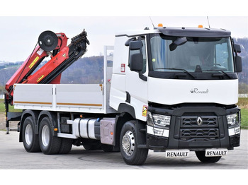 משאית מנוף, משאית צד נופל/ שטוחה Renault C 460 * HMF 1510 K6 + FUNK * 6x4: תמונה 4