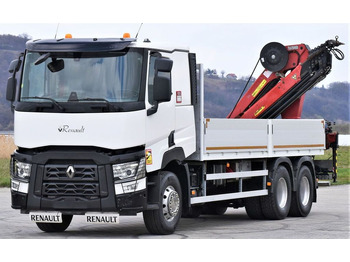 משאית מנוף, משאית צד נופל/ שטוחה Renault C 460 * HMF 1510 K6 + FUNK * 6x4: תמונה 3