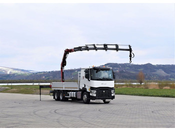 משאית מנוף, משאית צד נופל/ שטוחה Renault C 460 * HMF 1510 K6 + FUNK * 6x4: תמונה 2