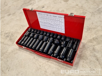 ציוד לסדנאות Unused 35 Piece 1/2" Drive Air Impact Socket Set, Steel Case: תמונה 3