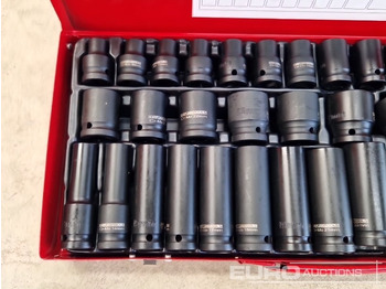 ציוד לסדנאות Unused 35 Piece 1/2" Drive Air Impact Socket Set, Steel Case: תמונה 4